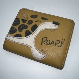 Relic Mustard Yellow Leopard Print Roar Bifold Wallet Women Zipper Coin Pocket